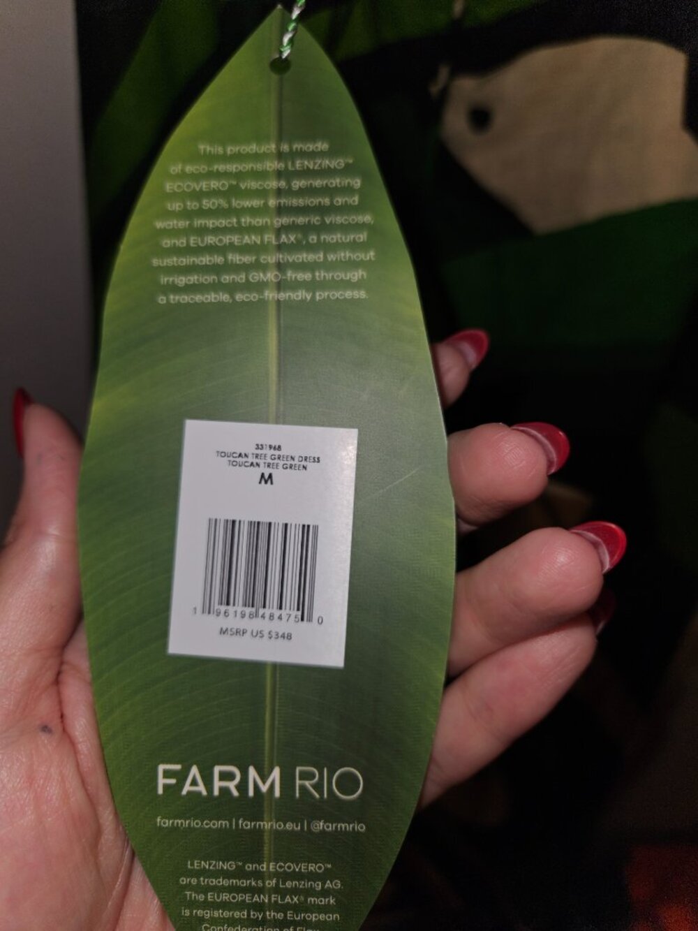 NWT M Farm Rio green toucan tree maxi dress RARE - Picture 14 of 14